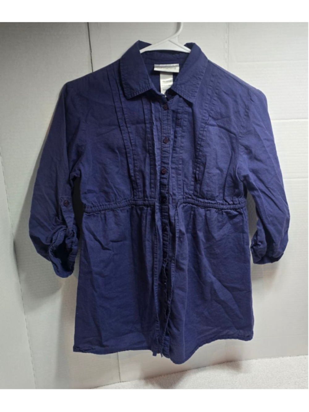 Women's oh!mamma Blue Maternity Button Down Shirt S